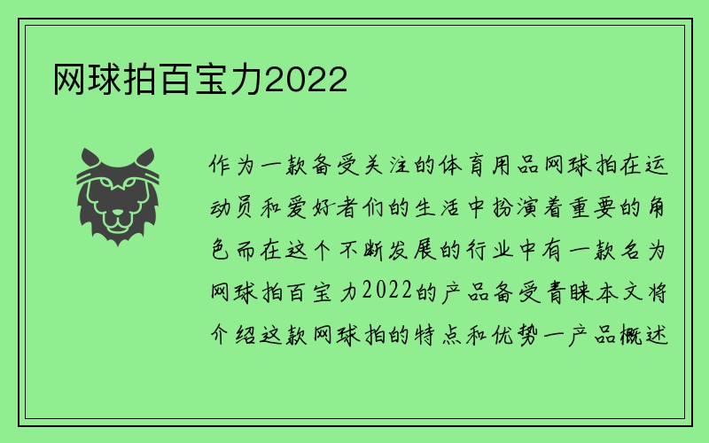 网球拍百宝力2022