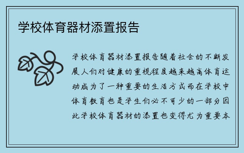 学校体育器材添置报告